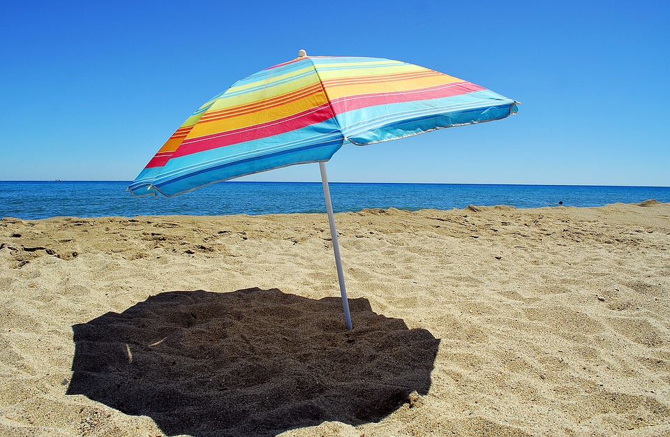 Зонт пляжный "Модерн" сер. покрытие d=180, h=195 микс